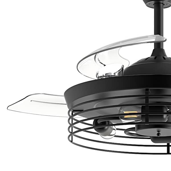 42 in. Indoor Black Retractable Ceiling Fan with Light and Remote