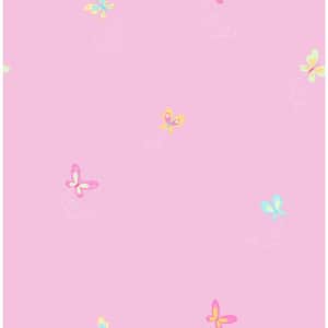 Josephina Pink Ditsy Butterfly Pink Paper Peelable Roll (Covers 56.4 sq. ft.)