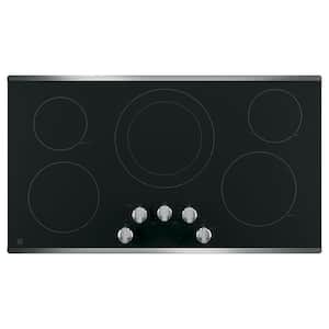 36 in. Radiant Electric Cooktop Built-in Knob Control in Stainless Steel with 5 Elements