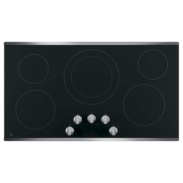 GE 36 in. Radiant Electric Cooktop Built-in Knob Control in Stainless Steel with 5 Elements