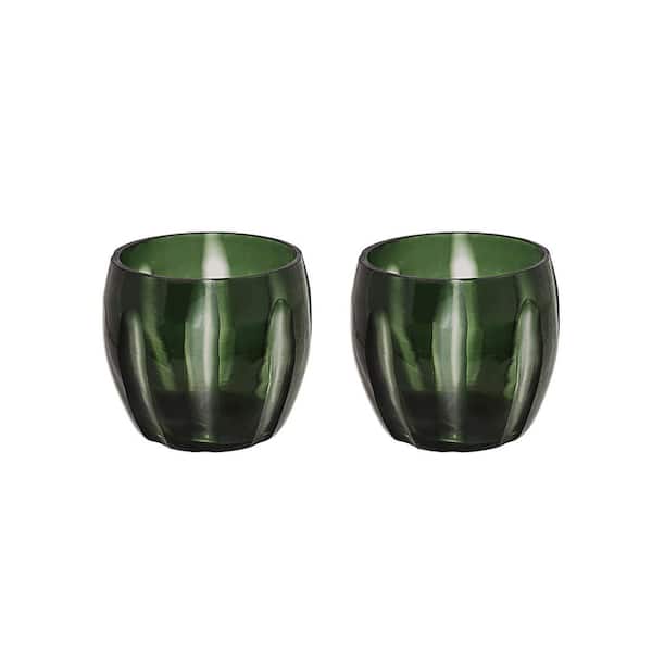 Green Glass Votive Candle Holder (Set of 2)