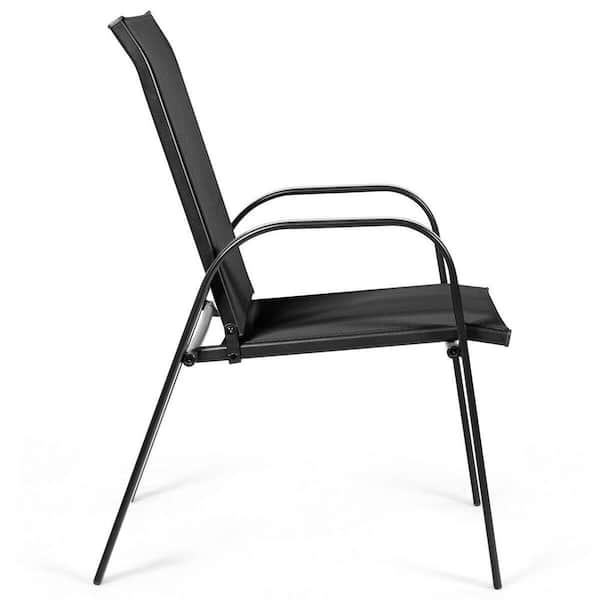 ANGELES HOME 2 Piece Metal Sling Outdoor Dining Chair in Black M63