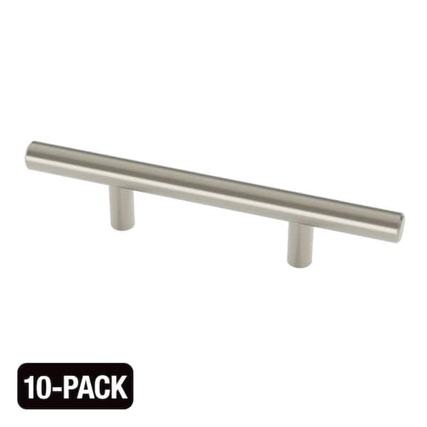 10-Pack Hollis 3 in. (76 mm) Modern Brushed Nickel Cabinet Bar Pulls
