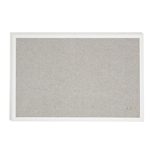 30 in. x 20 in. Outdoor/Indoor Bulletin Board, White Wood Style Frame and Includes Push Pins