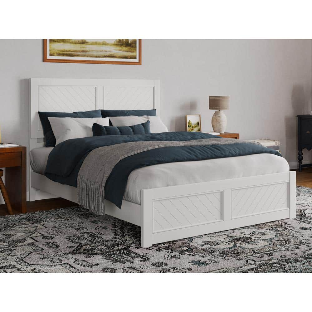 AFI Berkshire White Solid Wood Frame Queen Low Profile Platform Bed ...