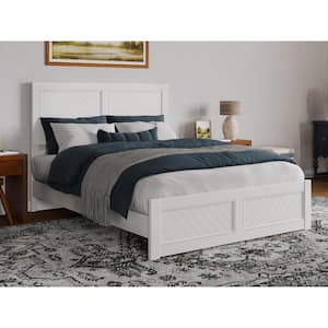 Berkshire White Solid Wood Frame Queen Low Profile Platform Bed with Matching Footboard