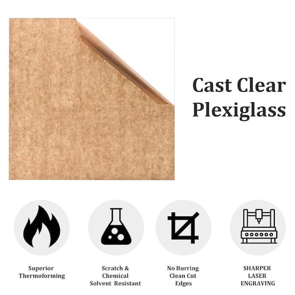 Cast Clear Acrylic Sheet for Laser Cutting & Engraving - 1/16 - 1