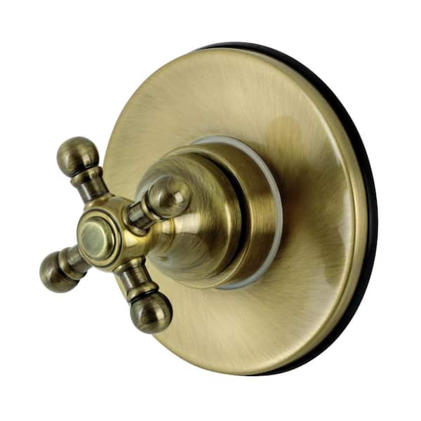 Kingston Brass Single-Handle 1-Hole Wall Mount Three-Way Diverter Valve with Trim Kit in Antique Brass