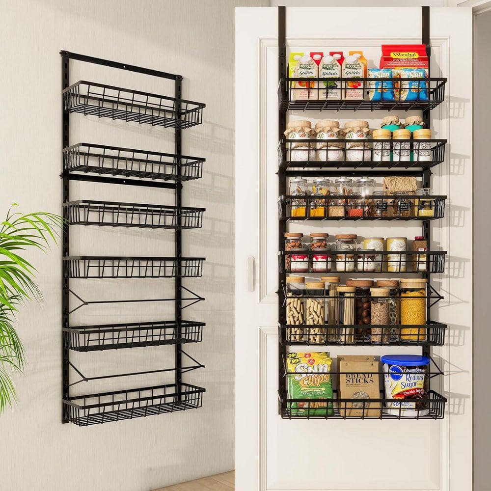 美品‼️✨WHAT WE WANT✨WWW_RACK JFVKAF Over The Door 6-Tier Adjustable Black Metal Hanging Baskets