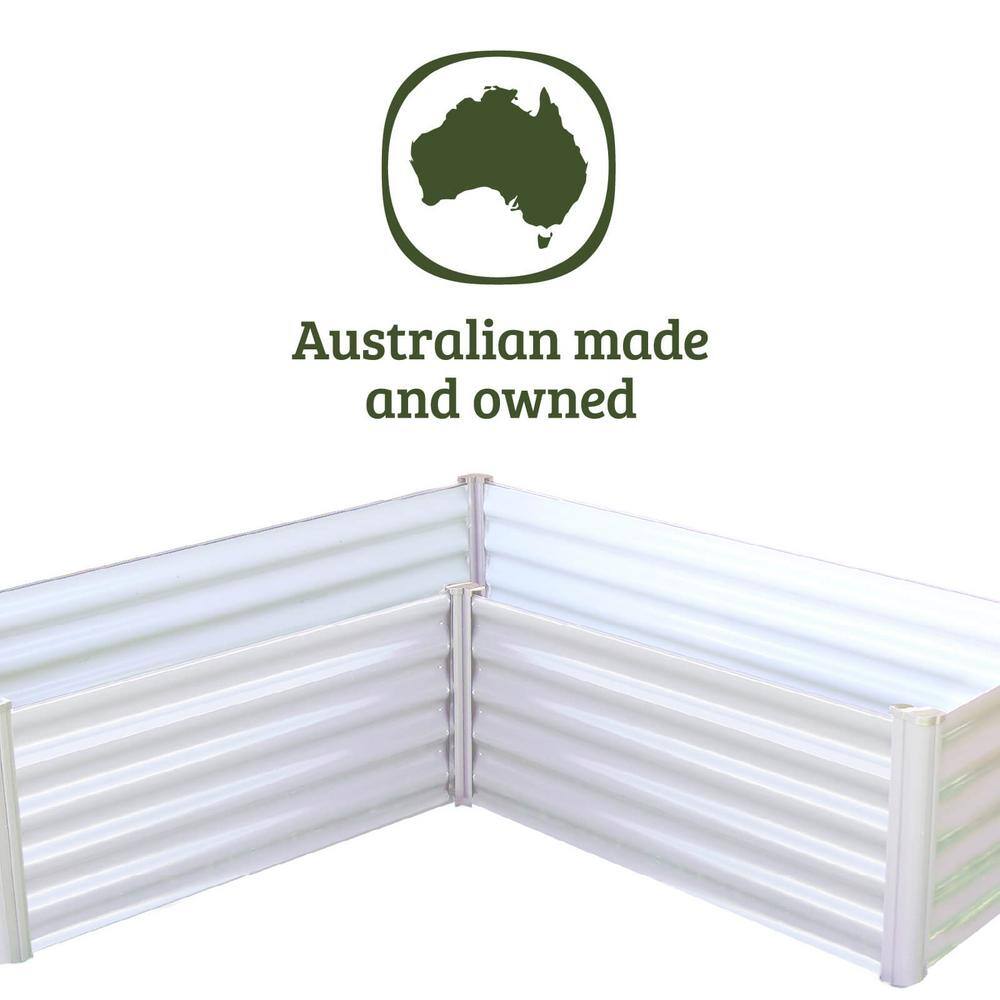 Surfmist White L-Shaped Galvanized Steel Raised Garden Bed