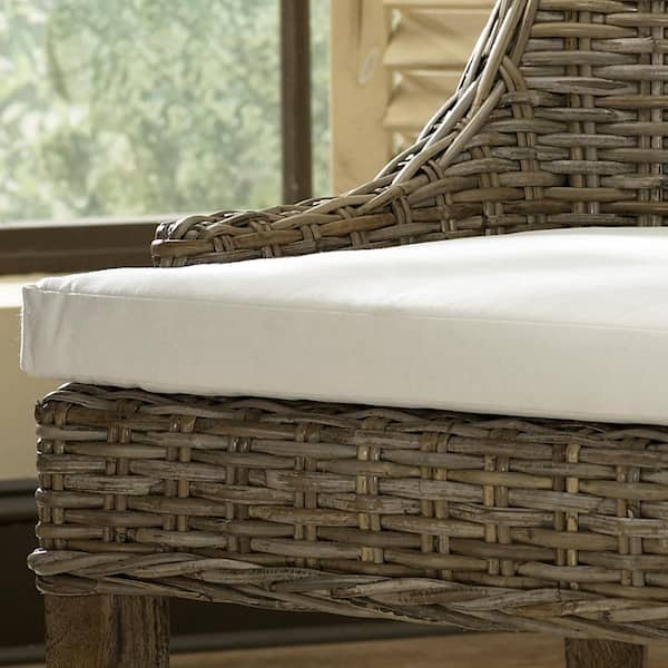 Alfresco 39.75 in. Kubu Grey Full Back Rattan Frame Counter Height (24-27 in.) Counter Stool with Fabric Seat