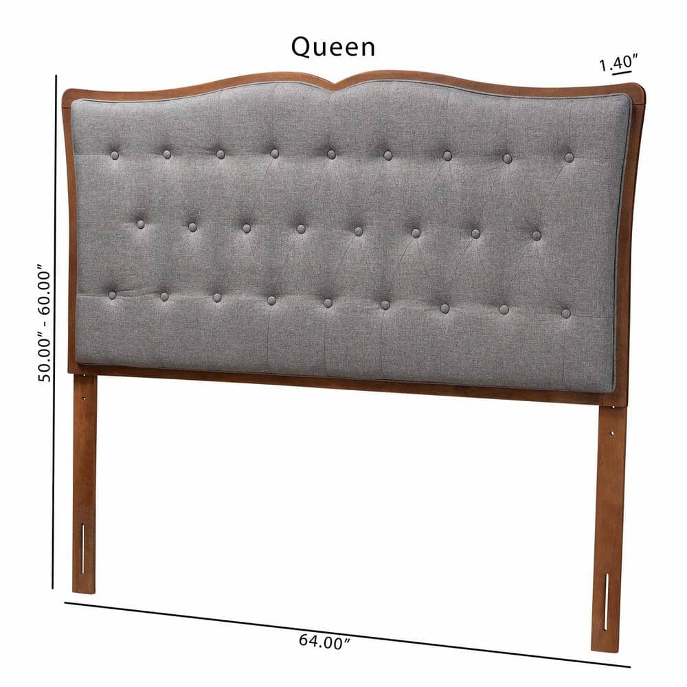 Georgia Gray Tufted Upholstered Wood Queen Headboard