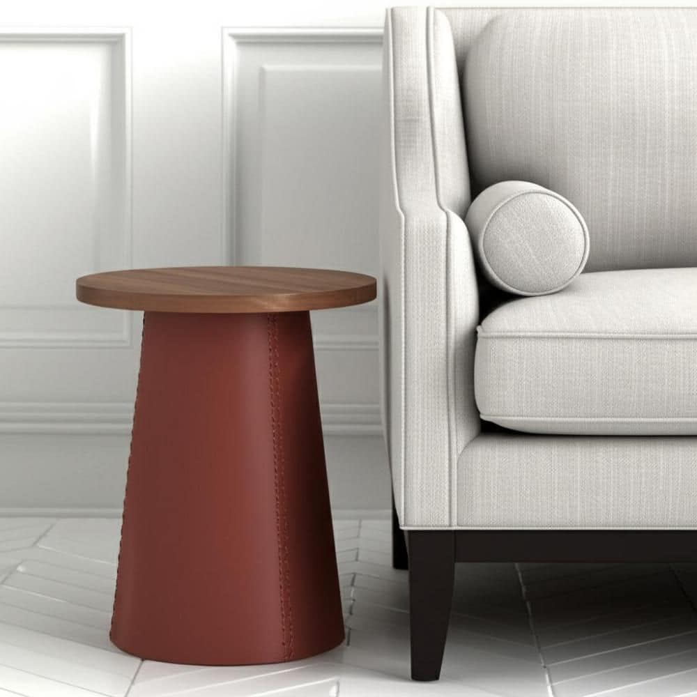 19 in. Brown Round Manufactured Wood End Table
