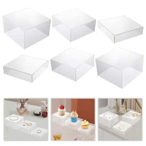 Clear 8 in. 9 in. 10 in. 3-Different Sizes Rectangular Display Stands with Hollow Bottoms (Set of 6)