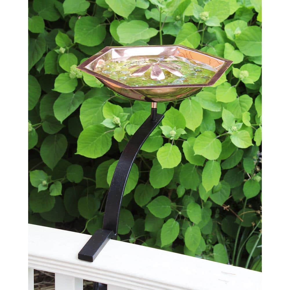 Hexagonal Copper Bee Birdbath with Metal Stake