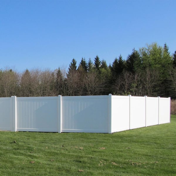 Weatherables Pembroke 4 ft. x 8 ft. White Vinyl Privacy Fence Panel Kit