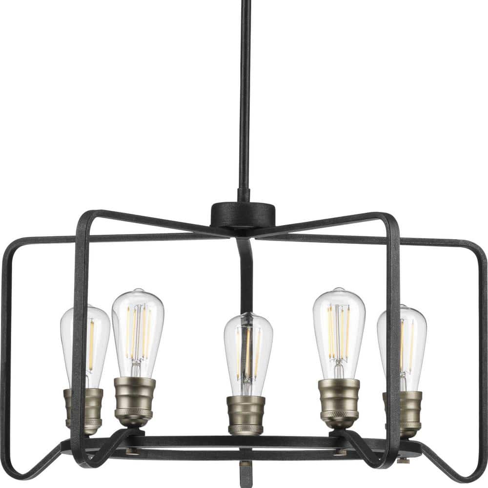 Black Iron Cage 25" Industrial Chandelier
