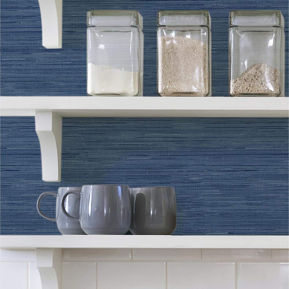 Navy Fabric Inspired Peel and Stick Wallpaper Roll