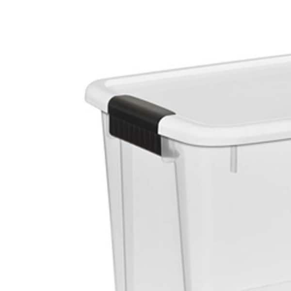 Sterilite 30 Quart Clear Plastic Stackable Storage Bin w/White Lid