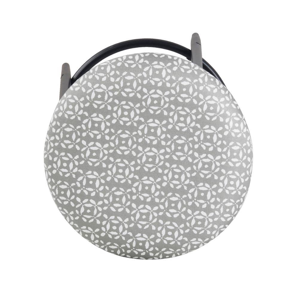 Light Gray Upholstered Metal Backless Counter Stool
