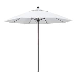9 ft. Fiberglass Market Pulley Open Bronze Patio Umbrella in Natural Pacifica