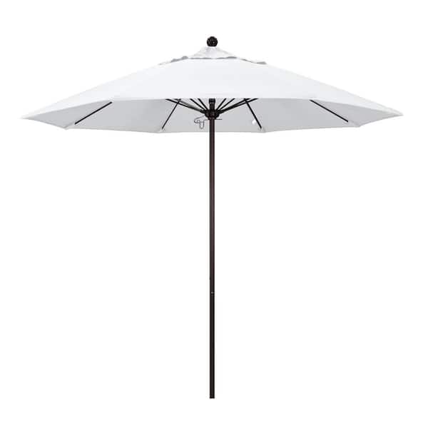 California Umbrella 9 ft. Fiberglass Market Pulley Open Bronze Patio Umbrella in Natural Pacifica