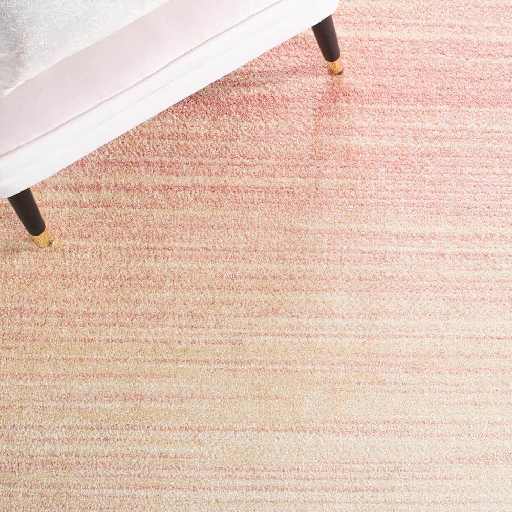 Adirondack Pink and Ivory 6' Square Synthetic Area Rug