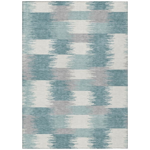 Chantille Machine Washable Indoor/Outdoor Abstract ACN2912 Teal 8 ft. x 10 ft. Area Rug