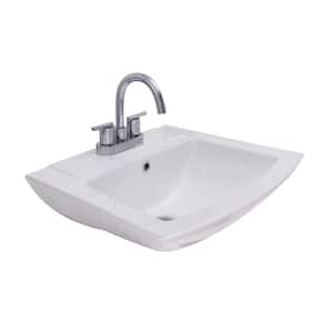 Burke Wall-Hung Sink in White with 4 in. Centerset Faucet Holes