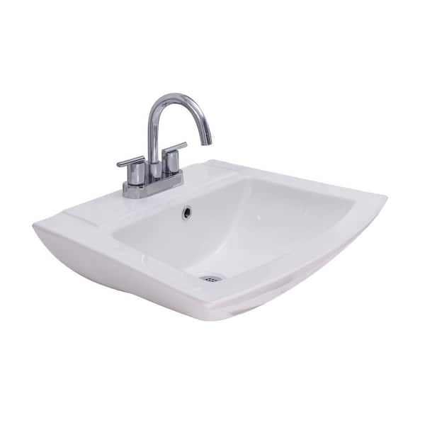 Barclay Products Burke Wall-Hung Sink in White with 4 in. Centerset Faucet Holes