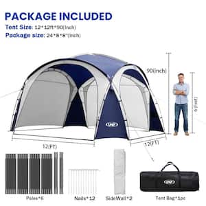 12 ft. x 12 ft. UPF50+ Canopy for Sport Dome Tent with Side Wall, Sun Shelter Rainproof, Waterproof for Camping Trips
