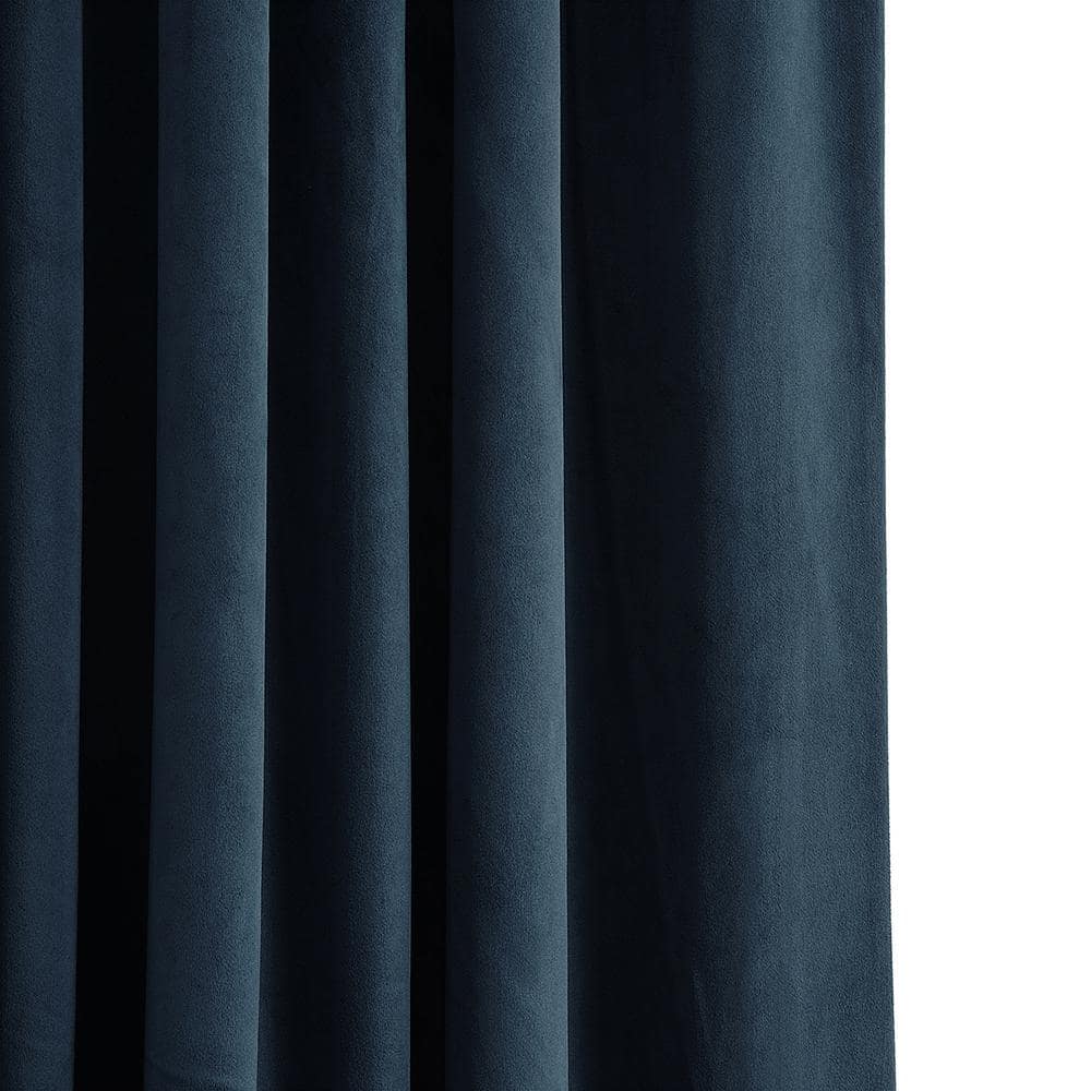 Midnight Blue Velvet Blackout Curtain Panel, 50x84