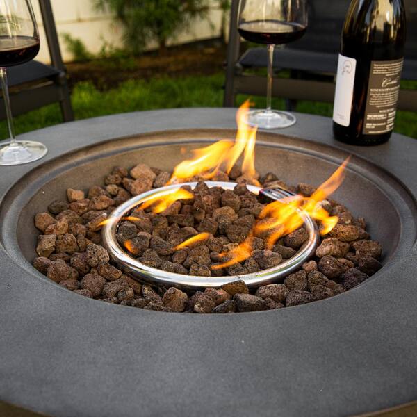 Barton Propane Fire Pit Outdoor, Propane Gas Fire Bowl with Lava Rocks  Cover, Auto-Ignition Outdoor Fireplace, 40,000 BTU, Dark Grey (27.5 inch)