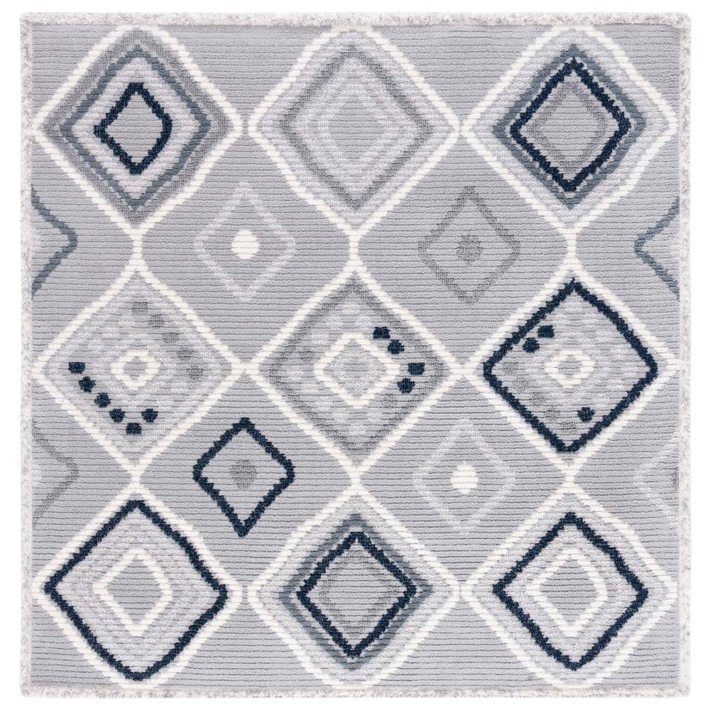 Marrakesh Gray and Light Gray Synthetic Square Area Rug