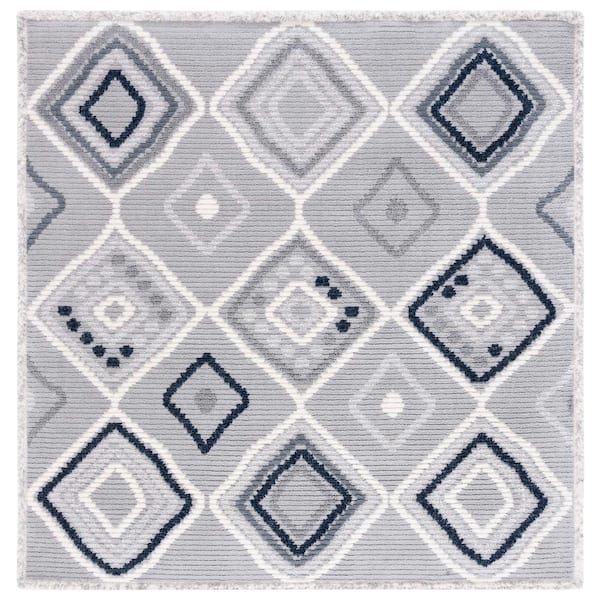 SAFAVIEH Marrakesh Gray/Light Gray 7 ft. x 7 ft. Square Geometric Striped Area Rug