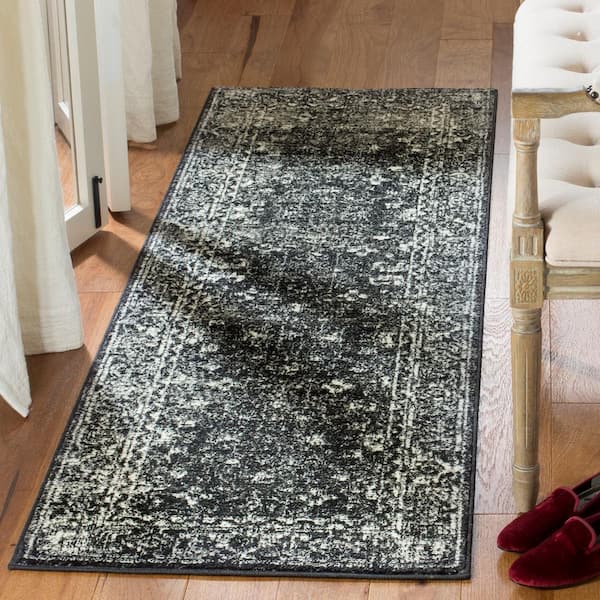Evoke Charcoal/Ivory 2 ft. x 9 ft. Border Runner Rug
