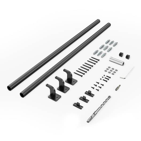 Wall Mounted Stair Handrail, 5.04 in. H x 3.31 in. W 5 ft. Black Aluminum Indoor Railing, Stair Railing Kit