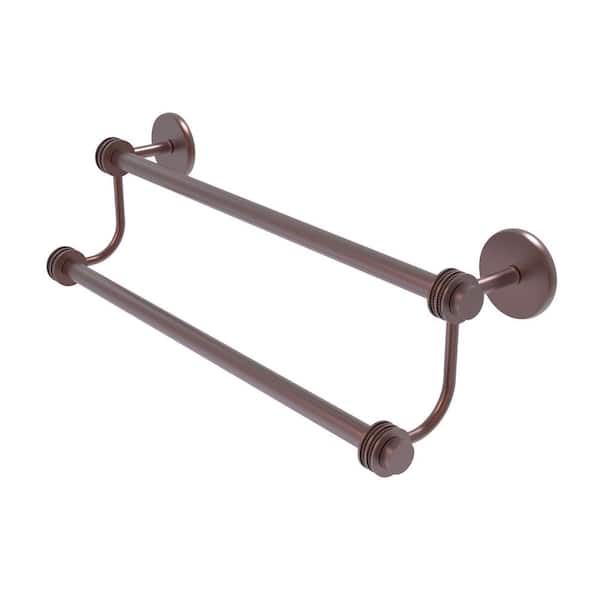 Allied Brass Satellite Orbit Two 24 in. Wall Mounted Double Towel Bar with Dotted Accent in Antique Copper