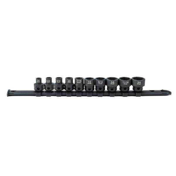 Photo 1 of 3/8 in. Drive Low Profile SAE Impact Socket Set (10-Piece)