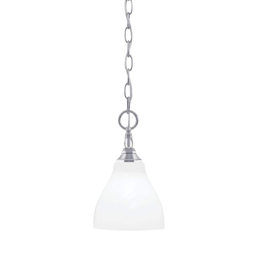 Elva 100-Watt 1-Light Chrome Shaded Pendant Light with 6.25 in. White Marbl