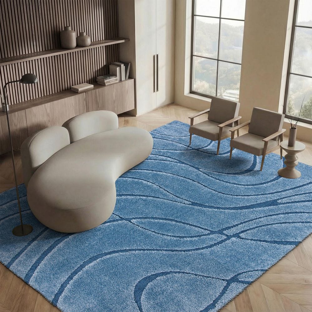 【美品】SHE Tokyo Lauren Gradation ブルー SAFAVIEH Florida Shag Light Blue/Blue 8 ft. x 10 ft. Solid Area