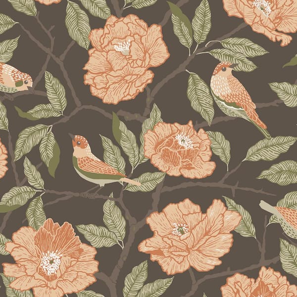 A-Street Prints Bernadina Black Rosebush Non-Pasted Non-Woven Paper Wallpaper