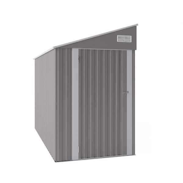 8 ft. W x 3.8 ft. D Grey and White Metal Garden Storage Shed with Single Door Rainproof Hinge Door Version (30 sq. ft. )