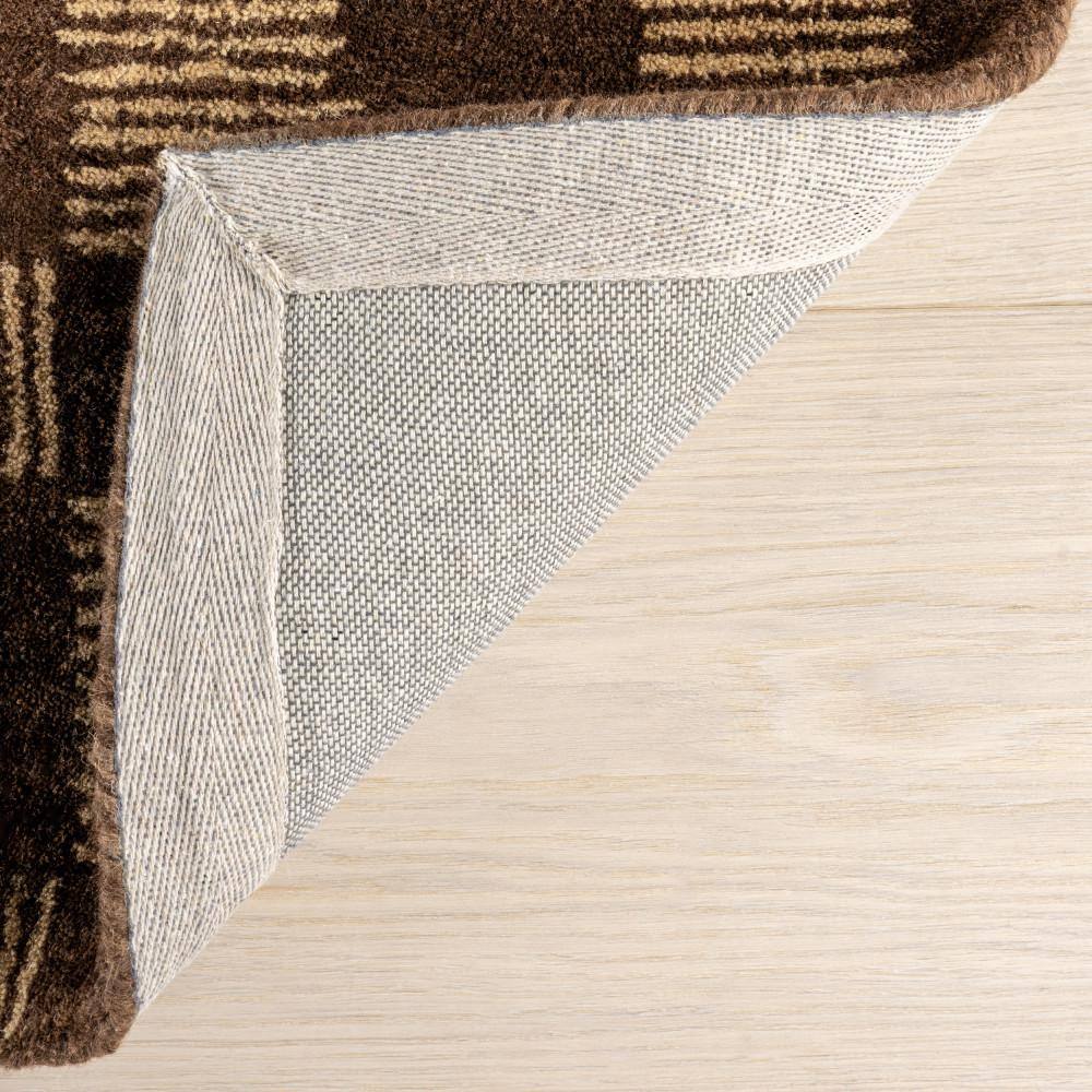 Handmade Brown Wool Rectangular Tufted Area Rug, 5' x 8'