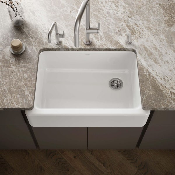 Whitehaven 33 in. Farmhouse/Apron-Front Single Bowl White Cast Iron Kitchen Sink Only