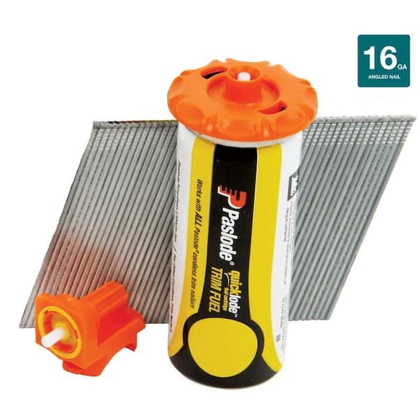 Paslode 2-1/2 in. x 16-Gauge Galvanized Angled Trim Fuel + Nail Pack (1,000 Nails + 1 Fuel Cell)