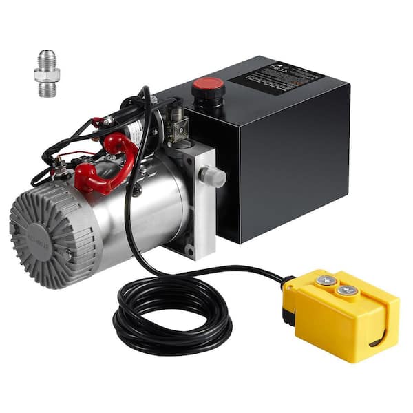 SKYSHALO Hydraulic Pump, 0.91 GPM Flow Rate, 3200 PSI, 8 qt. Dump Trailer Pump, Single Acting Hydraulic Power Unit