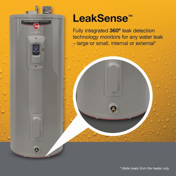 Rheem - Gladiator 50 Gal. Medium 12-Year 5500-Watt Double Element Smart Electric Water Heater w/ Leak Detection and Auto Shutoff