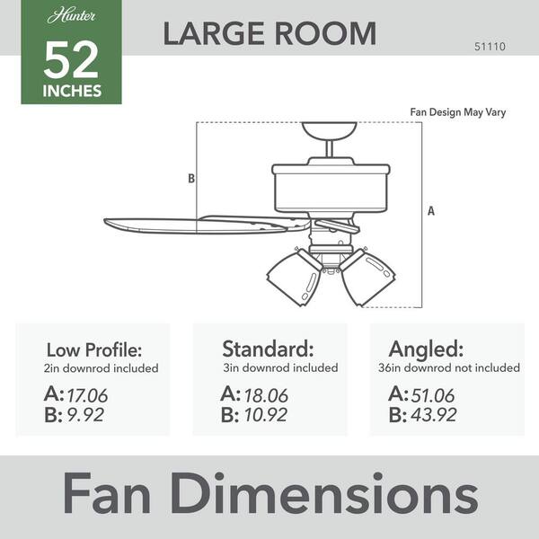 Hunter - Builder 52 in. Indoor Matte Silver Ceiling Fan with Light Kit