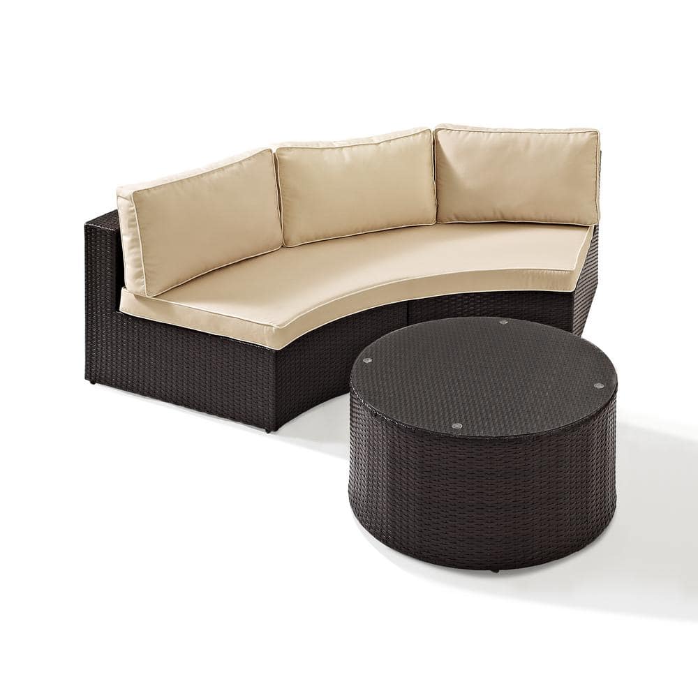 Catalina Classic Cream Outdoor Wicker 3-Person Sectional Sofa Set